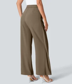 High-Waisted Pants|Wide-Leg Pants<HALARA High Waisted Tie Side Wide Leg Work Pants