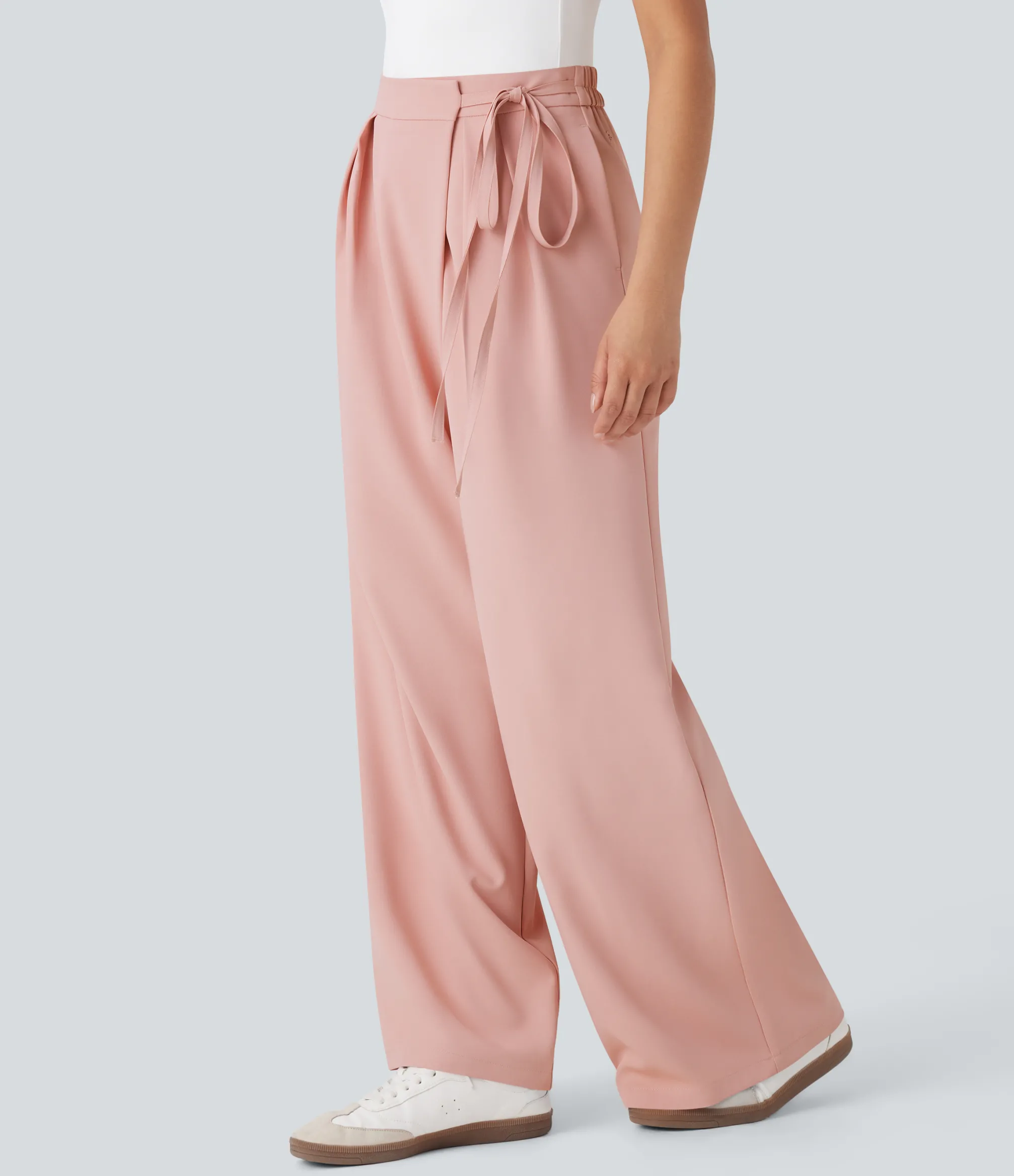 Pants|High-Waisted Pants<HALARA High Waisted Tie Side Wide Leg Work Pants with Pockets