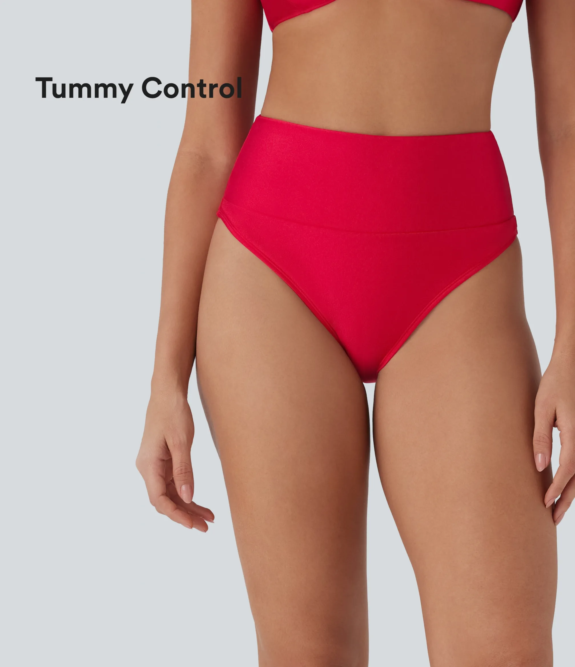 Beachwear<HALARA High Waisted Tummy Control Sheen Bikini Bottom Swimsuit