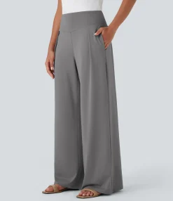 High-Waisted Pants|Wide-Leg Pants<HALARA High Waisted Wide Leg Casual Pants with Pockets