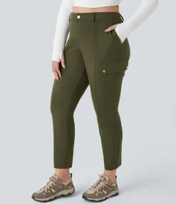 Cargo Pants|Plus Size<HALARA High Waisted Zipper Pockets Solid Slim Hiking Plus Size Cargo Pants