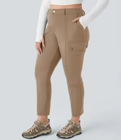 Cargo Pants|Plus Size<HALARA High Waisted Zipper Pockets Solid Slim Hiking Plus Size Cargo Pants