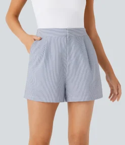 Shorts<HALARA High Waisted Zipper Pocket Stripe Casual Shorts 3''