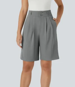 Shorts<HALARA High Waisted Zipper Pocket Shirred Work Shorts Gunpowder Grey