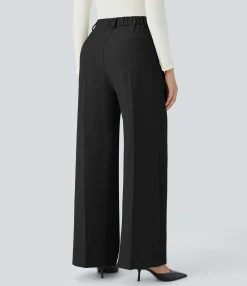 Work Pants|High-Waisted Pants<HALARA High Waisted Zipper Pocket Wide Leg Work Pants