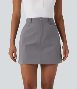 Mini Skirts|Active Skirts<HALARA High Waisted Zipper Pocket A Line Mini Golf Skirt