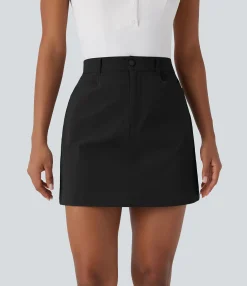Mini Skirts|Active Skirts<HALARA High Waisted Zipper Pocket A Line Mini Golf Skirt