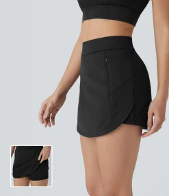 Mini Skirts|Active Skirts<HALARA High Waisted Zipper Pockets 2-in-1 Curved Hem Quick Dry Mini Golf Skirt-UPF40+