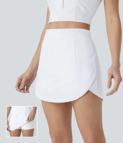 Mini Skirts|Active Skirts<HALARA High Waisted Zipper Pockets 2-in-1 Curved Hem Quick Dry Mini Golf Skirt-UPF40+