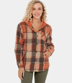 Jackets & Outerwear<HALARA Hooded Drawstring Pocket Plaid Thermal Casual Jacket