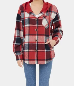 Jackets & Outerwear<HALARA Hooded Drawstring Pocket Plaid Thermal Casual Jacket