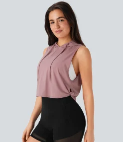 Tank Tops & Camis|Tank Tops<HALARA Hooded Drawstring Quick Dry Running Tank Top