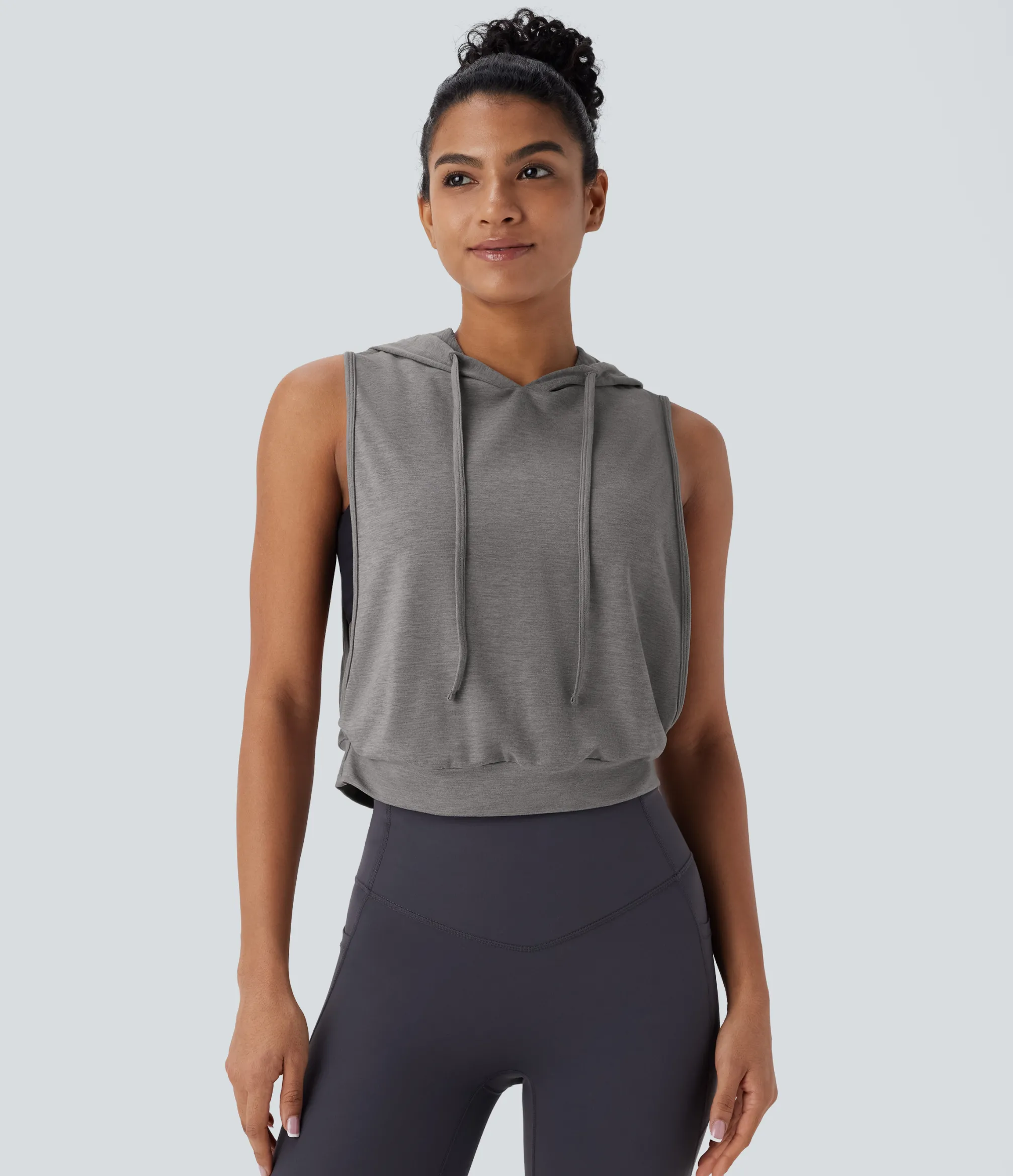 Tank Tops & Camis|Tank Tops<HALARA Hooded Drawstring Sleeveless Cropped Running Tank Top