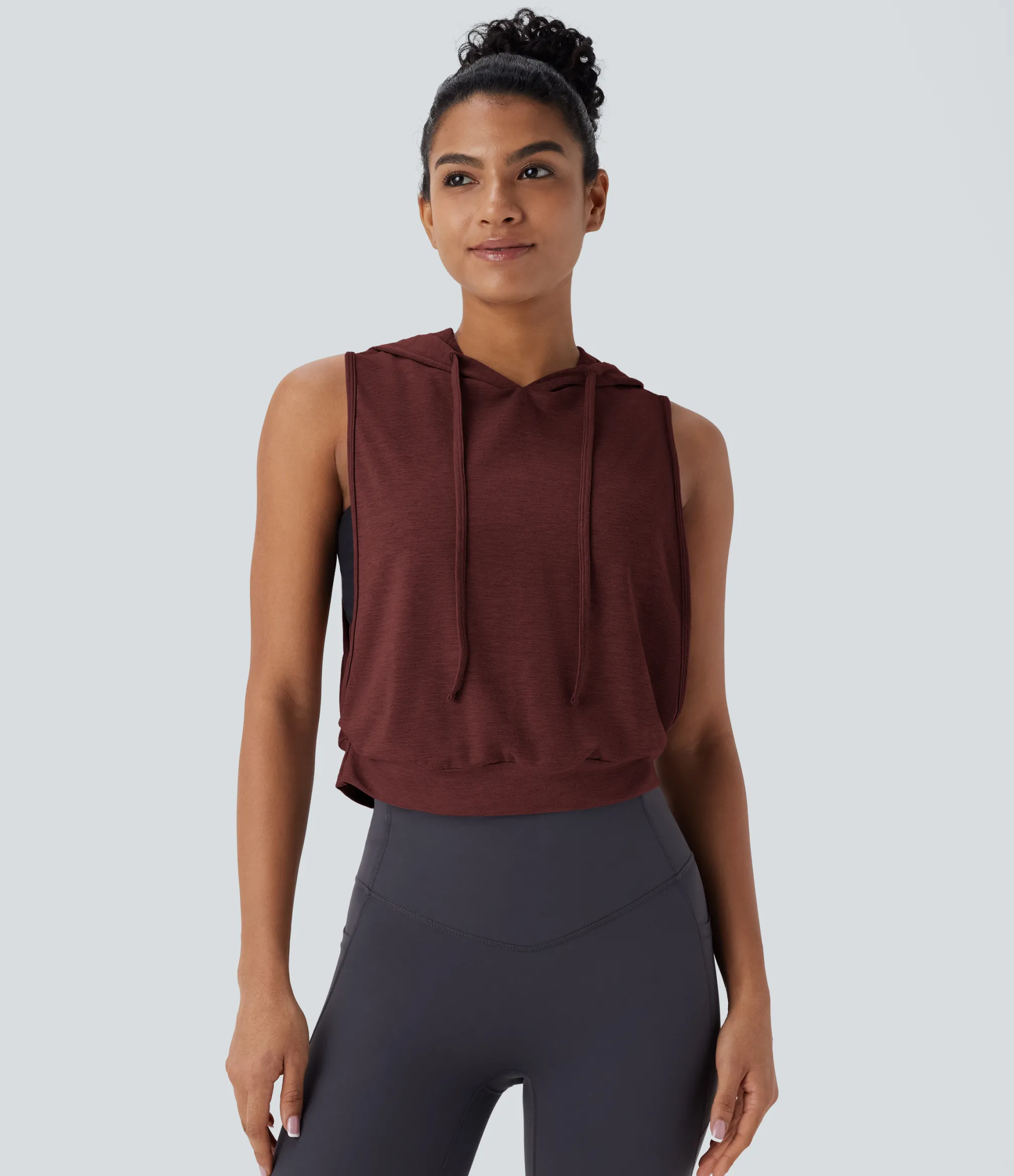 Tank Tops & Camis|Tank Tops<HALARA Hooded Drawstring Sleeveless Cropped Running Tank Top