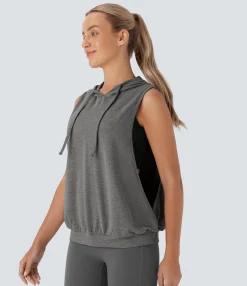 Tank Tops & Camis|Tank Tops<HALARA Hooded Drawstring Sleeveless Workout Tank Top