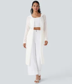 Sweaters<HALARA Hooded Long Sleeve Open Pocket Cut Out Longline Casual Cardigan