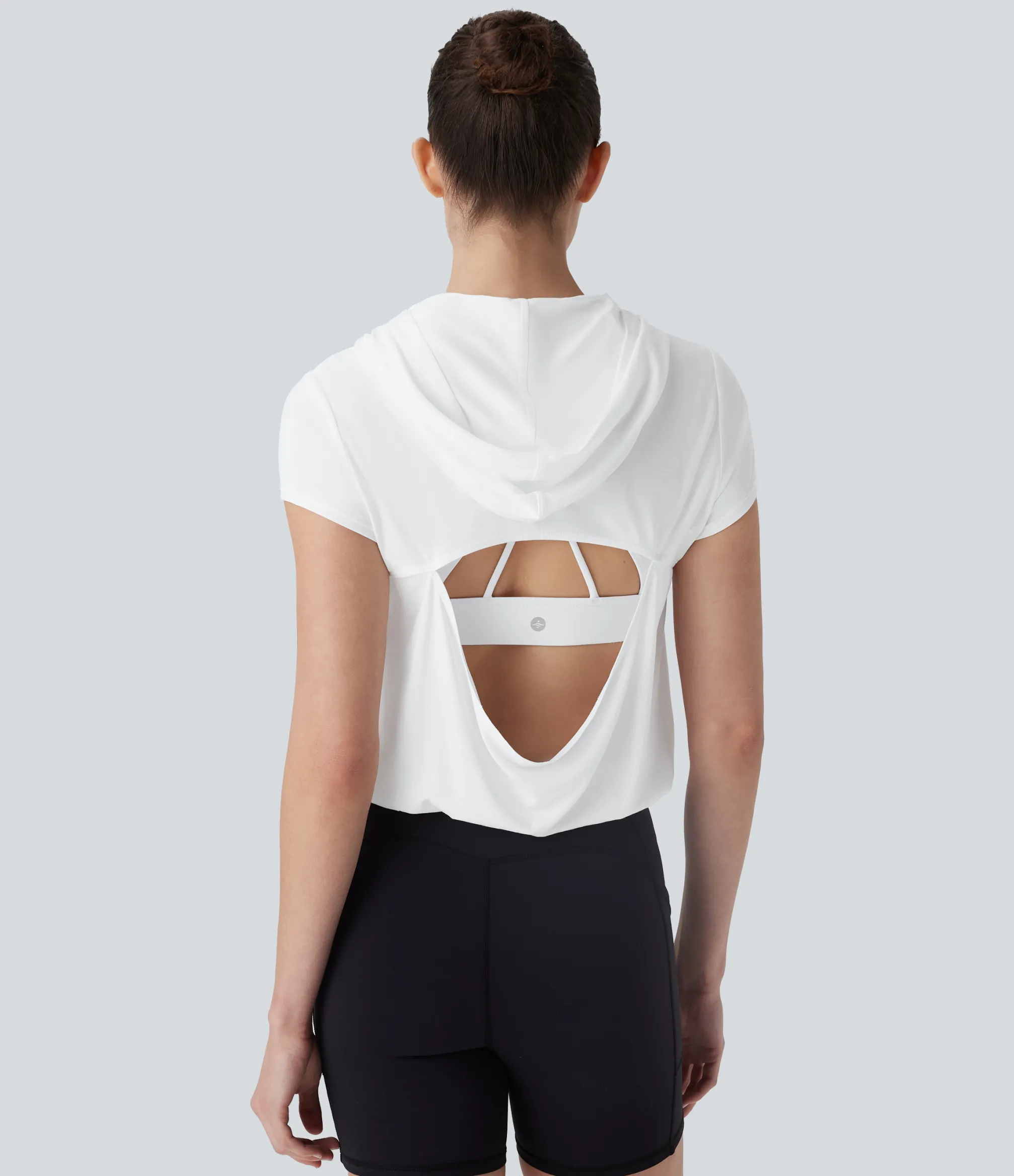Sports Tops|Sports Tops<HALARA Hooded Short Sleeve Cut Out Yoga Sports Top