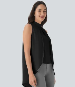 Work Tops<HALARA Keyhole Back Sleeveless High Low Flowy Work Top