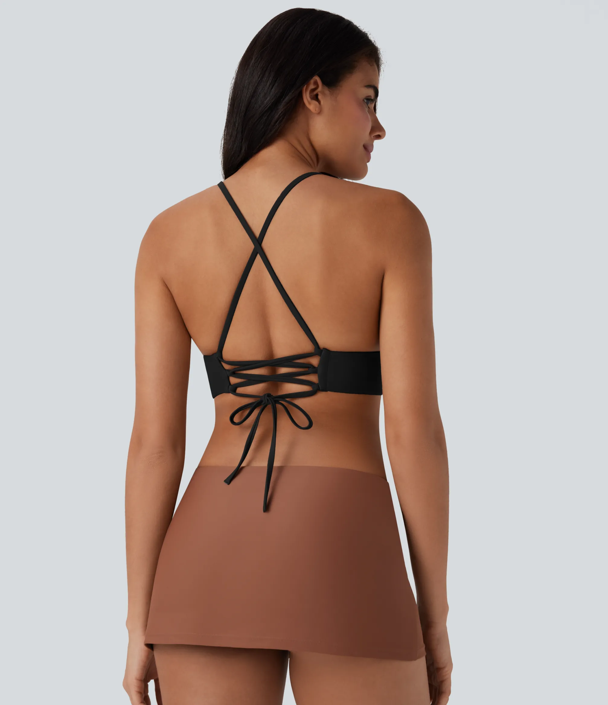 Beachwear<HALARA Lace Up Bikini Top Swimsuit