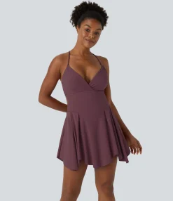 Mini Dresses|Active Dresses<HALARA Lace Up 2-in-1 Pocket Mini Slip Casual Dress