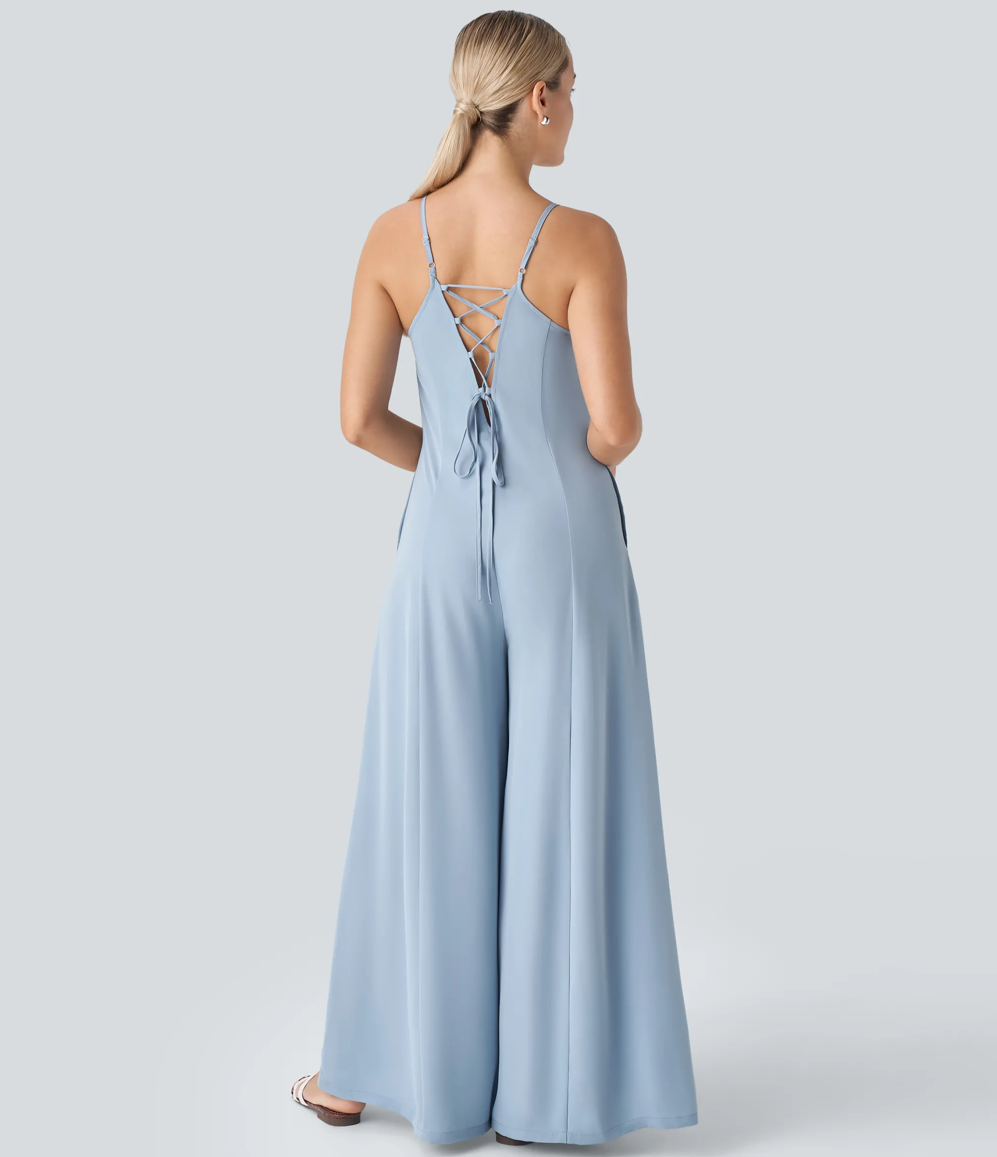 Jumpsuits<HALARA Lace Up Pocket Wide Leg Jumpsuit