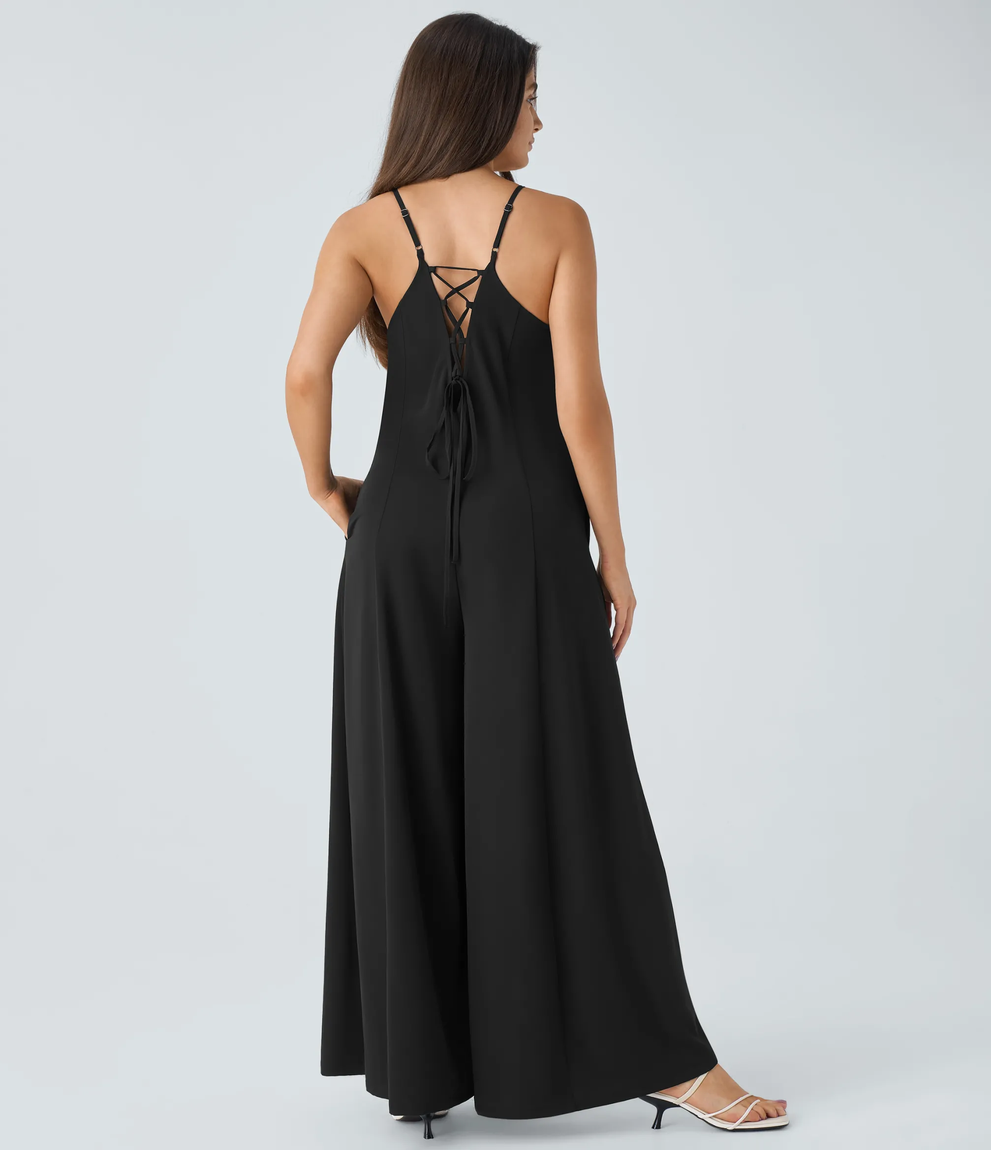 Jumpsuits<HALARA Lace Up Pocket Wide Leg Jumpsuit