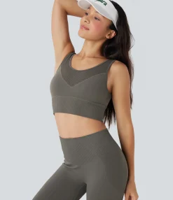 Sports Bras|Sports Bras<HALARA Light Support Seamless Flow U Back Ribbed Hem Yoga Sports Bra
