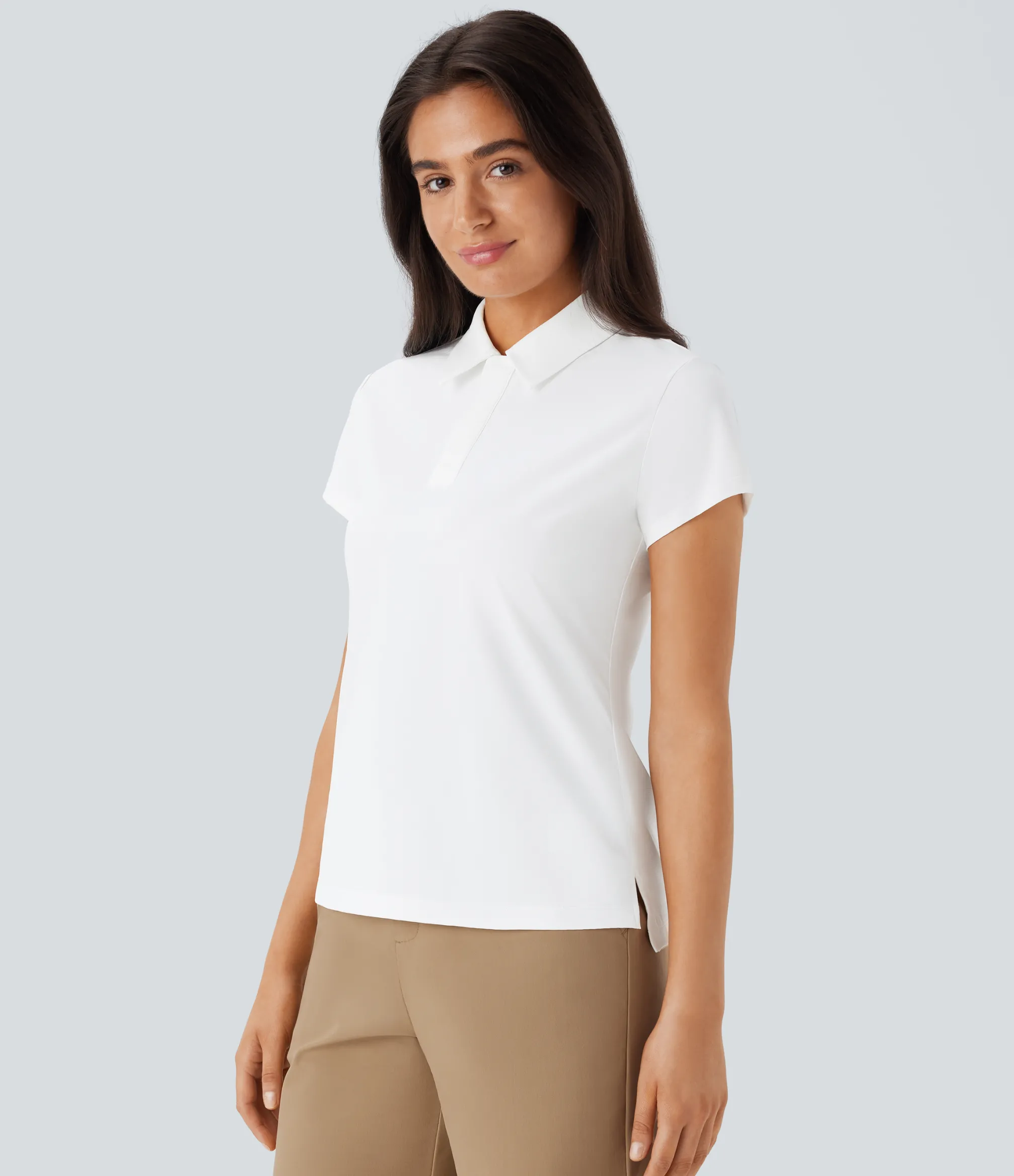Sports Tops|Sports Tops<HALARA Lightweight Polo Collar Front Short Sleeve Golf Sports Top