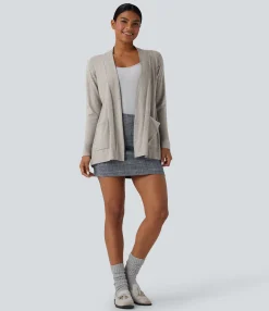 Sweaters<HALARA Long Sleeve Open Front Work Cardigan with Pockets