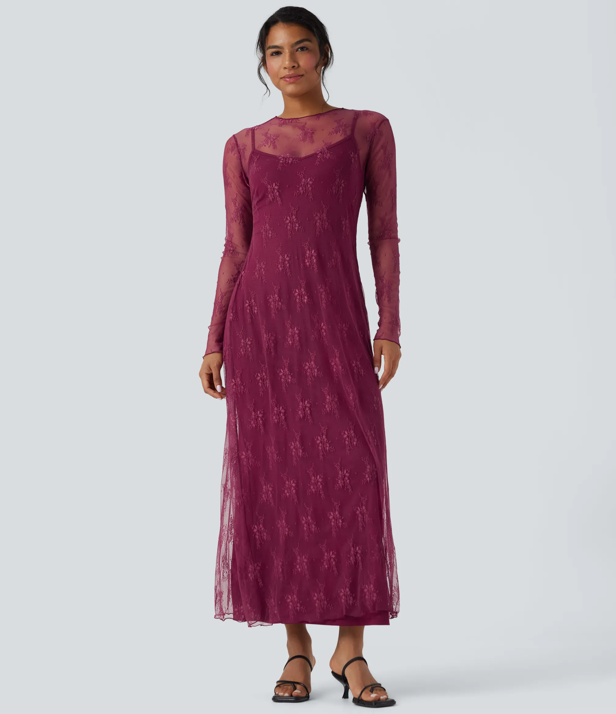 Maxi & Midi Dresses|Dresses<HALARA Long Sleeve 2-piece Lace Maxi Casual Dress