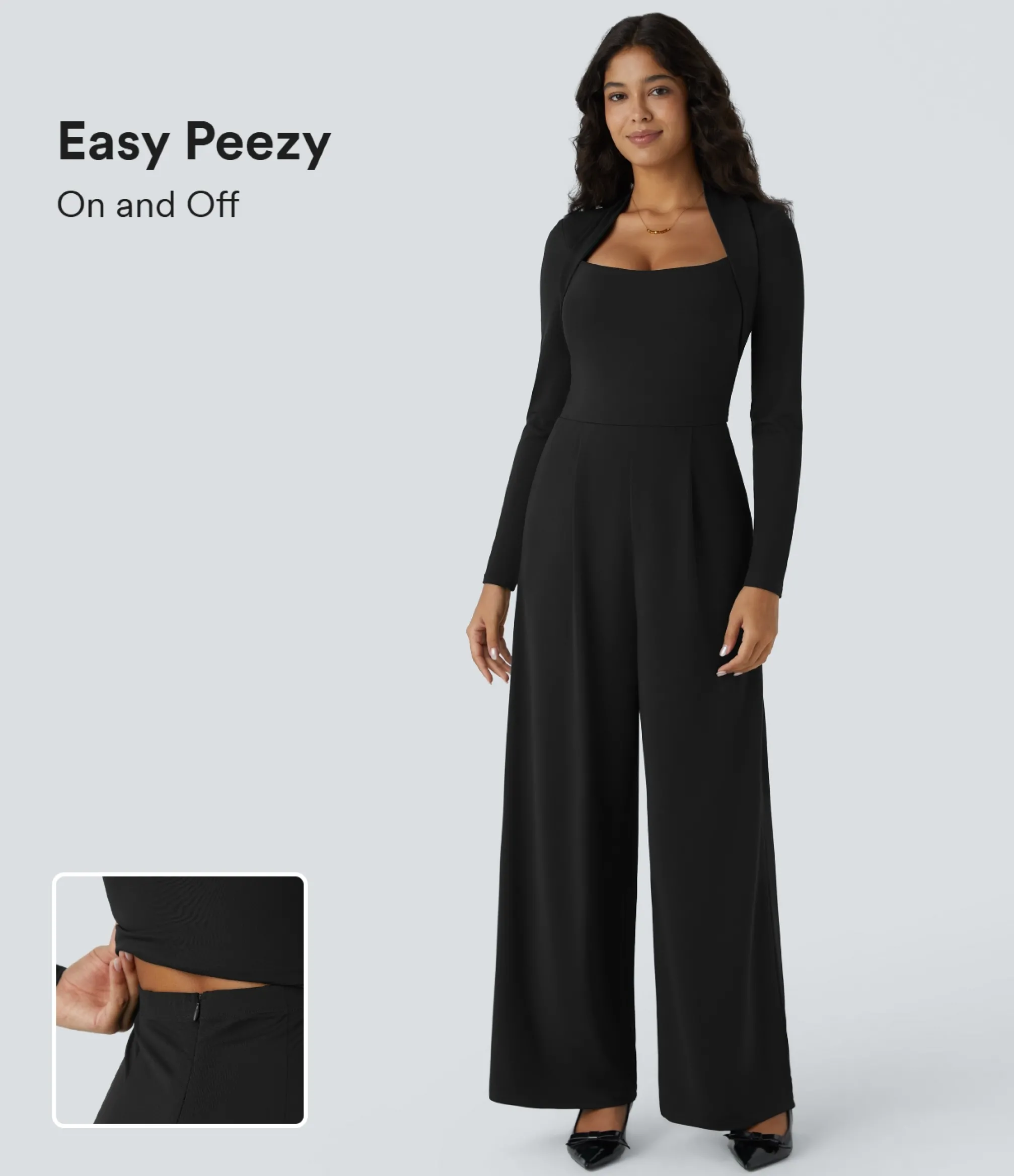 Jumpsuits<HALARA Long Sleeve Pocket Wide Leg Jumpsuit-Easy Peezy
