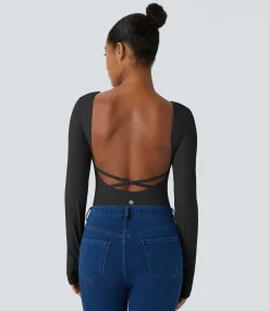 Yoga Tops|Casual Tops<HALARA Long Sleeve Thumb Hole Casual Top