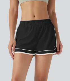 Active Shorts|Shorts<HALARA Low Rise Color Block Curved Hem 2-in-1 Cool Touch Quick Dry Running Shorts with Pocket