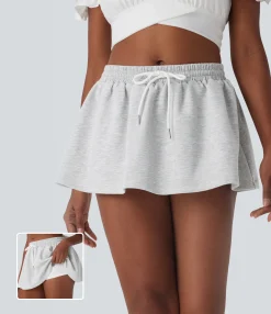 Skirts<HALARA Low Rise Drawstring 2-in-1 A-line Mini Casual Skirt