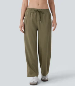Pants<HALARA Low Rise Drawstring Pocket Casual Tapered Pants