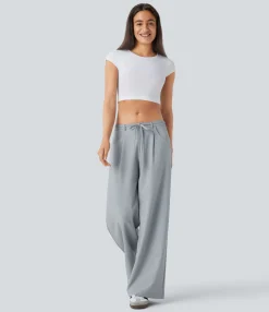 Wide-Leg Pants|Pants<HALARA Low Rise Tie Pocket Wide Leg Casual Pants