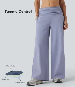Wide-Leg Pants|Pants<HALARA Low Rise Tummy Control Ruched Wide Leg Dance Pants with Pockets