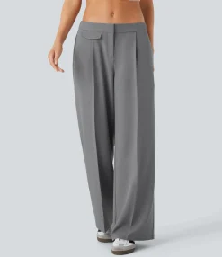 Pants|Wide-Leg Pants<HALARA Low Rise Zipper Pocket Wide Leg Casual Pants