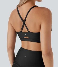 Sports Bras|Sports Bras<HALARA Low Support Cut Out Sheen Yoga Sports Bra-D/DD/DDD/F Cups