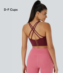 Yoga Tops|Sports Bras<HALARA Low Support High Neck Longline Yoga Sports Bra-D/DD/DDD/F Cups