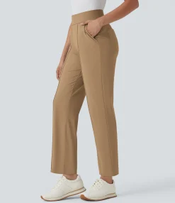 High-Waisted Pants|Pants<HALARA Mid High Waisted Pockets Quick Dry Golf Pants-Golf Tee-UPF40+