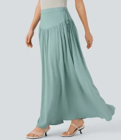 Maxi & Midi Skirts|Skirts<HALARA Mid Low Rise Pocket Knot Flowy Maxi Skirt