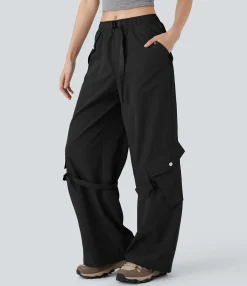 Cargo Pants|Wide-Leg Pants<HALARA Mid Rise Belted Wide Leg Hiking Cargo Pants with Pockets