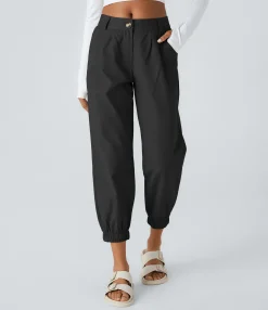 Joggers|Joggers<HALARA Mid Rise Button Zipper Side Pocket Casual Cotton Joggers