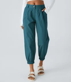 Joggers|Joggers<HALARA Mid Rise Button Zipper Side Pocket Casual Cotton Joggers
