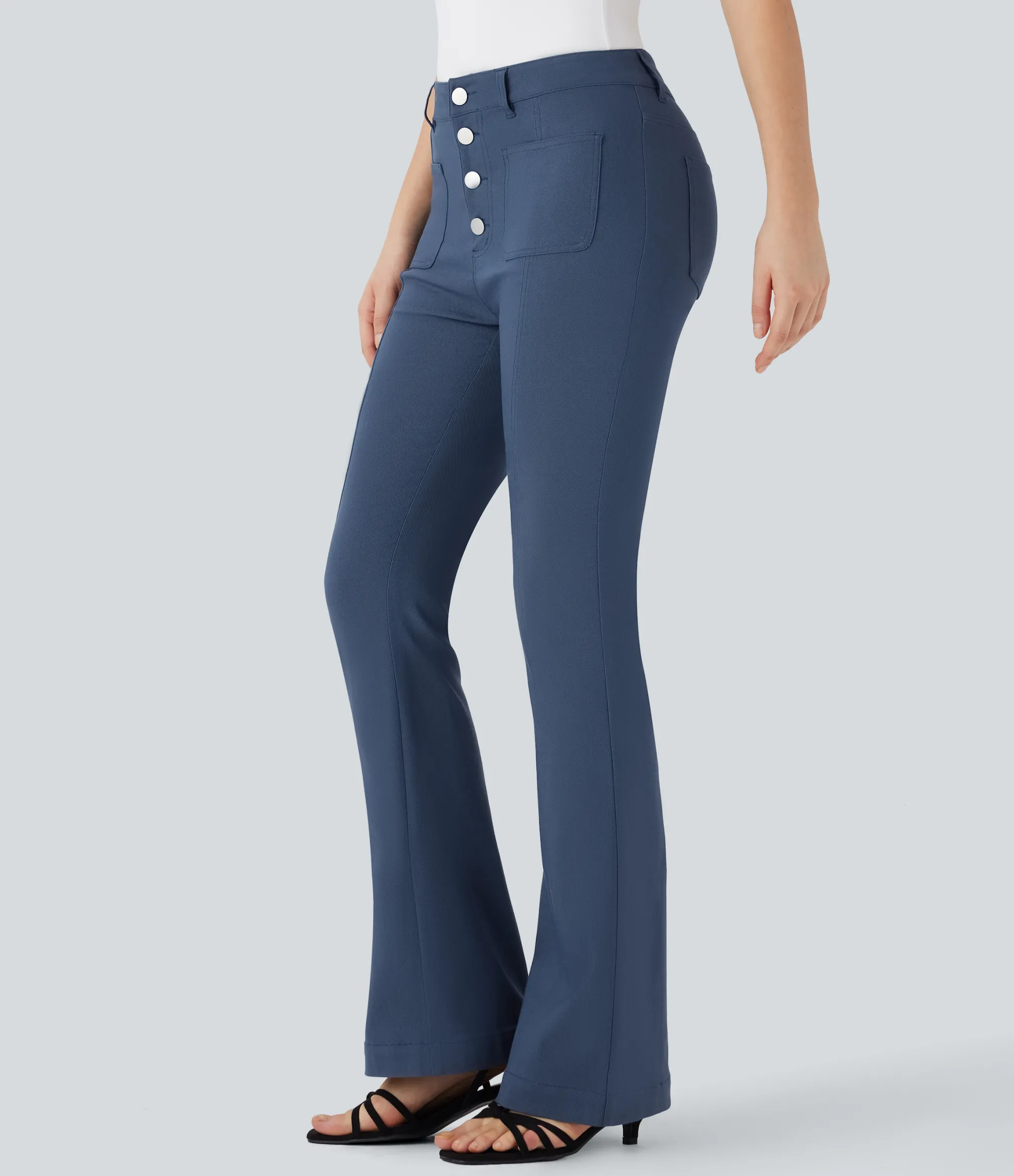 Work Pants|Pants<HALARA Mid Rise Denim Like Work Pants with Pockets