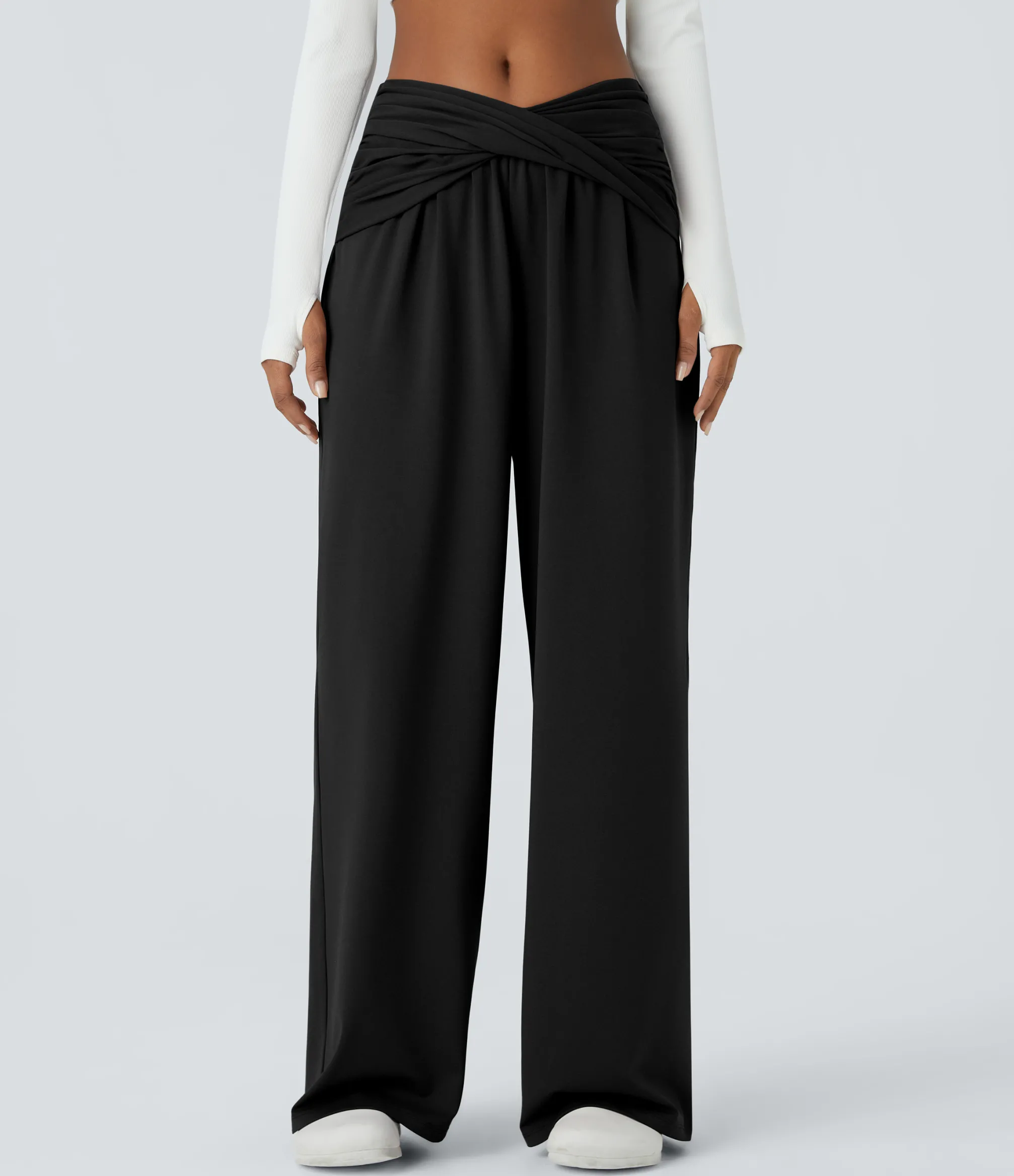 Pants|Wide-Leg Pants<HALARA Mid Rise Draped Wide Leg Casual Pants
