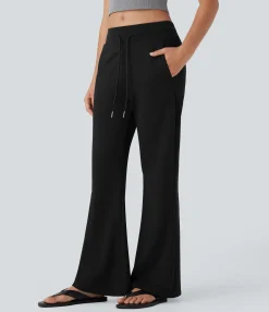 Pants<HALARA Mid Rise Drawstring Casual Bootcut Pants with Pockets