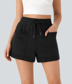 Shorts<HALARA Mid Rise Drawstring Casual Shorts with Pockets