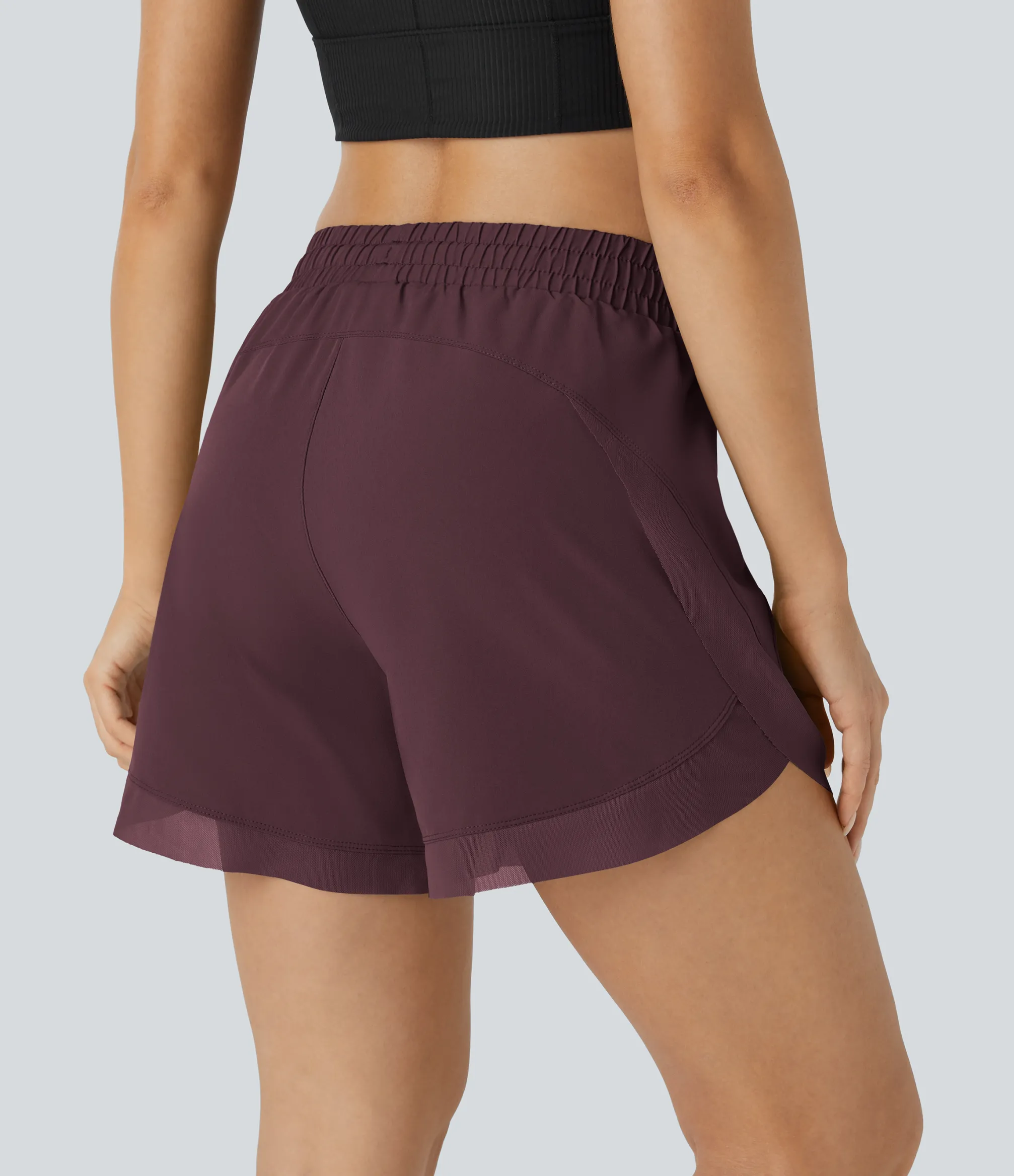 5'' Shorts|Active Shorts<HALARA Mid Rise Drawstring Contrast Mesh 2-in-1 Flowy Running Shorts 5''